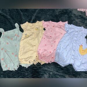 Set of 4 Baby Rompers with Cute Embroidery